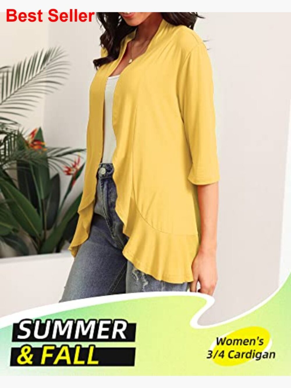 Viscose Spandex Cardigan with Shawl Collar and Asymmetrical Hem - Picture 2 of 7